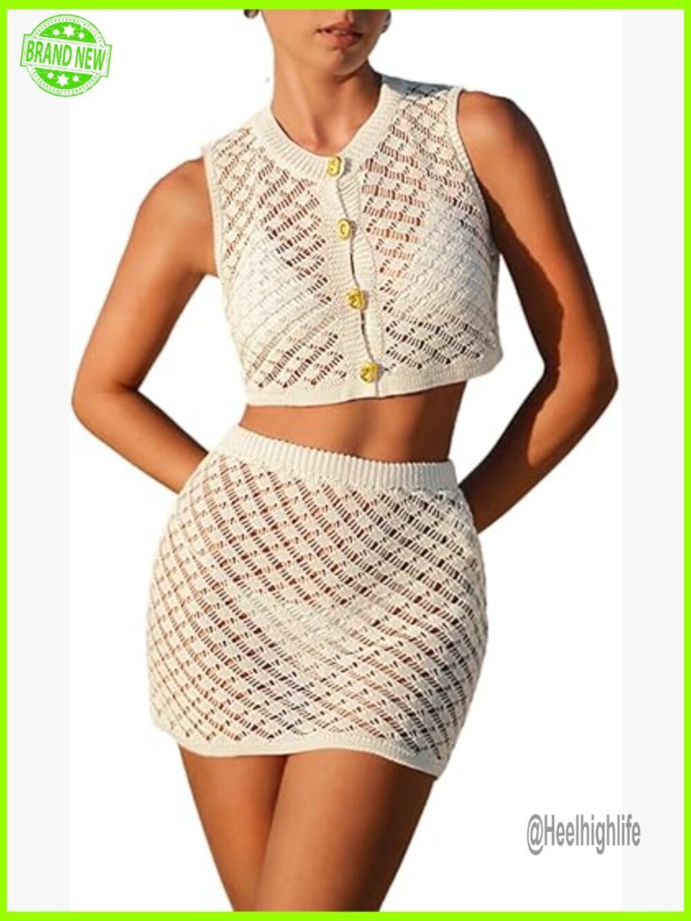 Crochet Cover Up Set, Two Piece Swimsuit Coverup, Beach Resort Wear